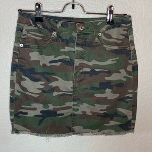 Mini camo denim skirt
